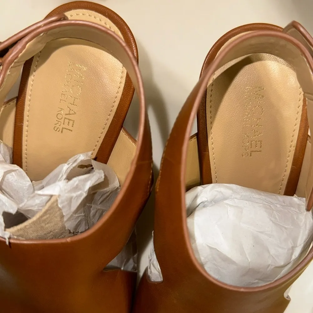 MICHAEL Michael Kors Brown Wedge Shoes with Open Toe Size 5.5 - Image 8