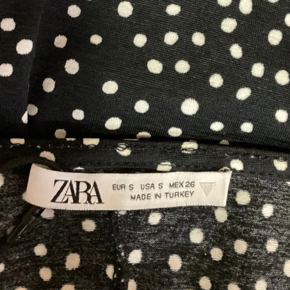 Zara Black White Polka Dot Scoop Neck Sleeveless Mini Blouson Dress Size S - Image 4