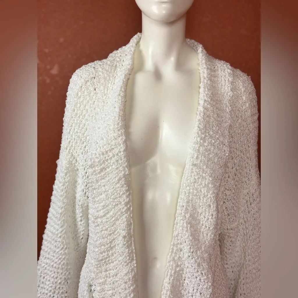 POL - Ivory/Oatmeal Loose Weave Cozy Cardigan Size Medium - Image 7