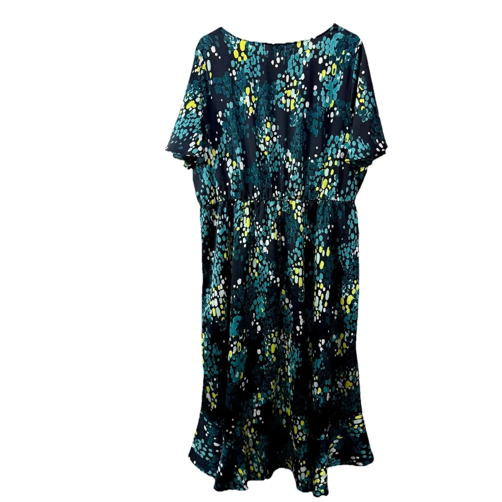 Torrid Black Green Geo Bubble Print Flutter Sleeve Wrap Dress Size‎ 2X Pockets - Image 9