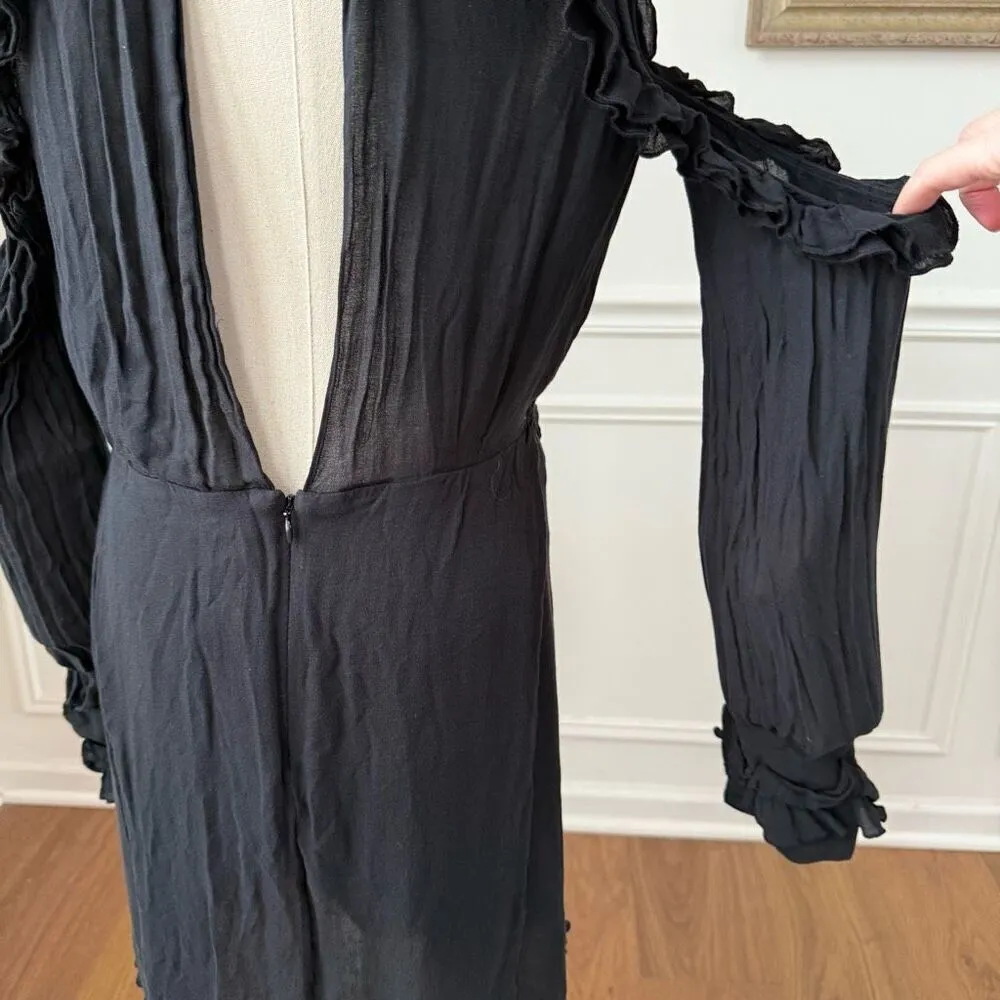 IRO Hanie Black Long Sleeve Cold Shoulder Open Back Dress $398 42 XL - Image 8