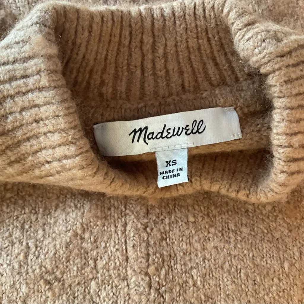 EUC Madewell Sz XS Sweater Mini Dress in Heather Camel $138 pilling fabric shave - Image 10