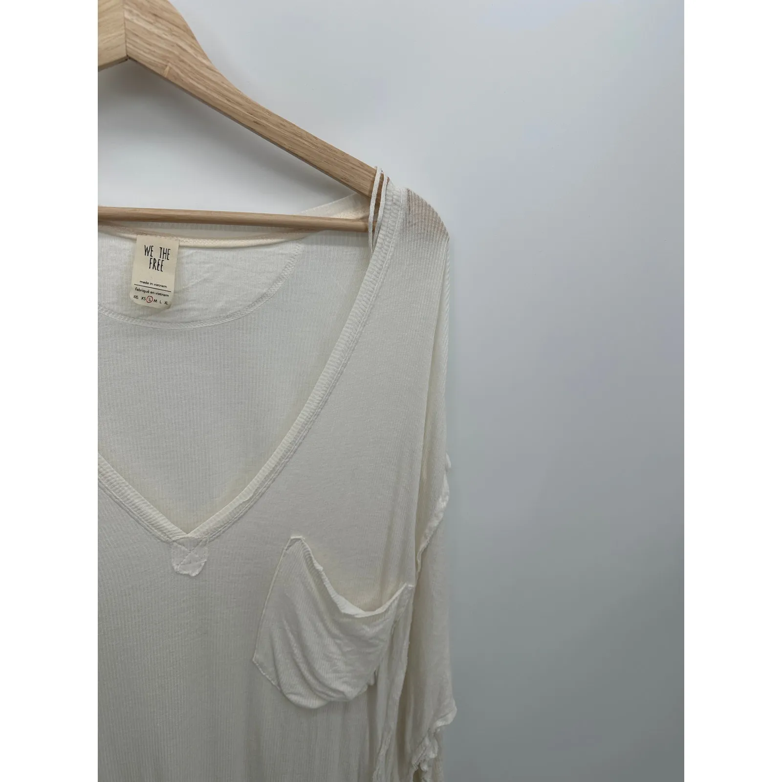 We the Free White Golden Gate Tee Ribbed Women Sz S Oversized Boho Casual - Image 5