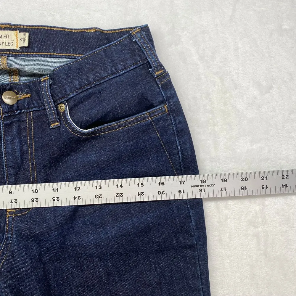 Carhartt Jeans womens Size 4 Slim Fit‎ Skinny Leg Dark Blue Denim Jeans Regular - Image 3