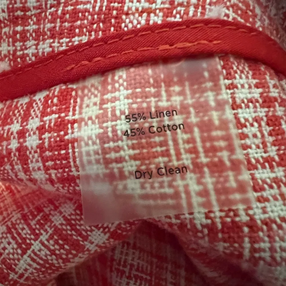 Talbots Linen Cotton Blend Tapered Capri Pants Red White Petite Size 10 P 10P - Image 3