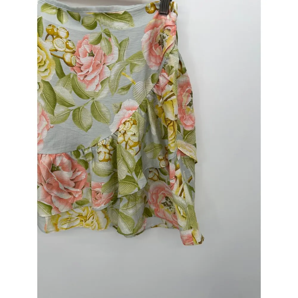 Express Mini Skirt Women 6 Floral Tropical Ruffle Vaca Beach Hawaiian NWT - Image 4