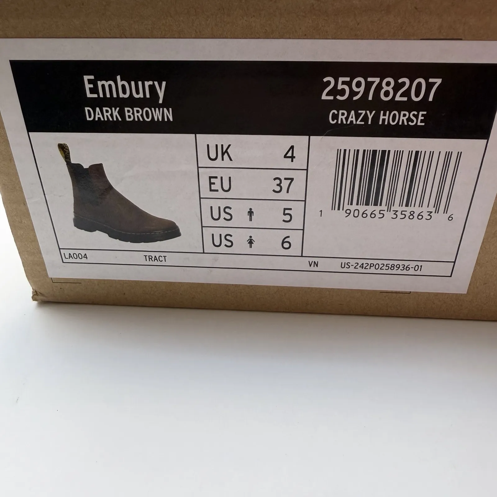 Dr. Martens Embury Crazy Horse Leather Brown Boots Unisex Men's 5/Women's 6 New - Image 11