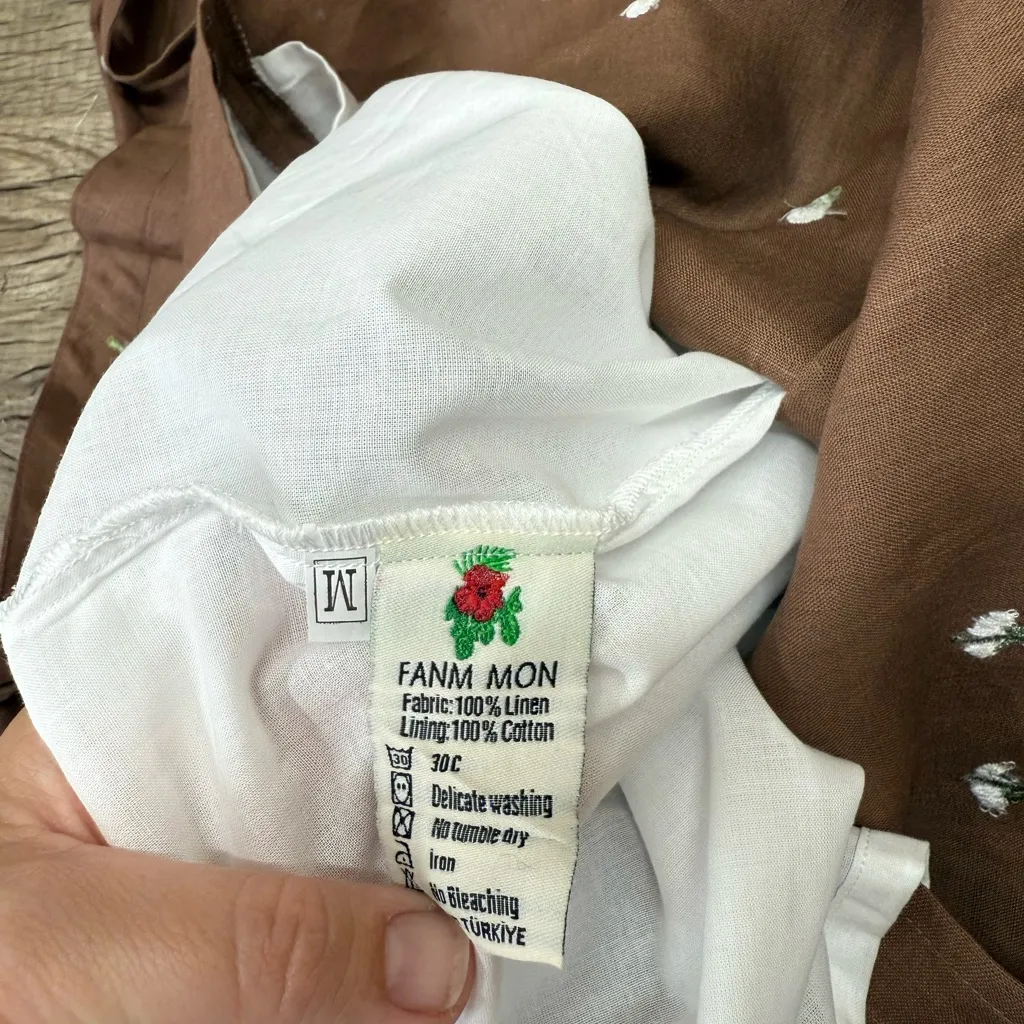 Fanm Mon Helaina Floral Bow Front Sweetheart Neck‎ Sheath Peplum Mini Dress Brown Size M - Image 8