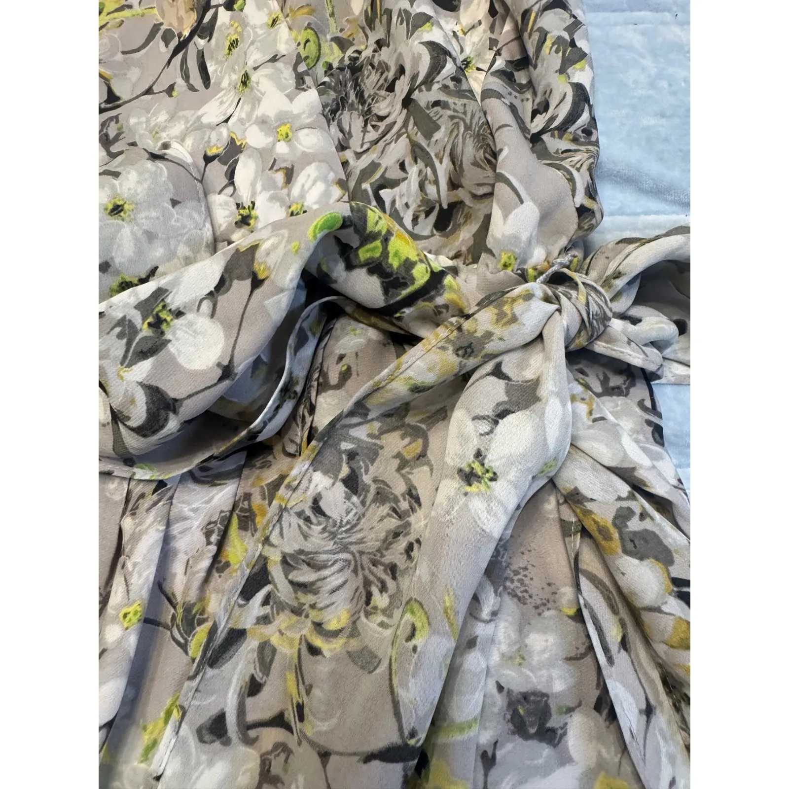 Nic‎ + Zoe Sleeveless Floral Dress XL Gray Yellow Balloon Hem Tie Waist Size xl - Image 3