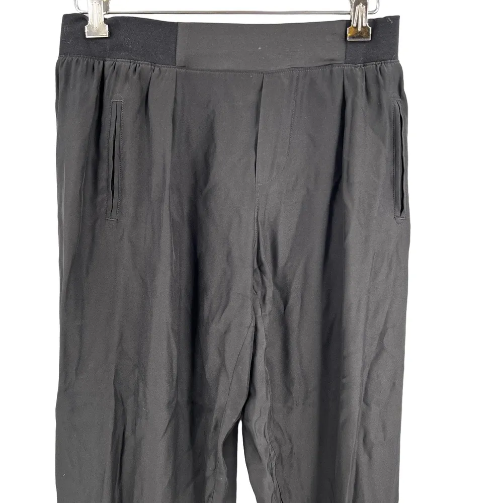 ATM Silk Jogger Pants Black Elastic Waistband Tapered Lounge Minimalist Lux XS - Image 2