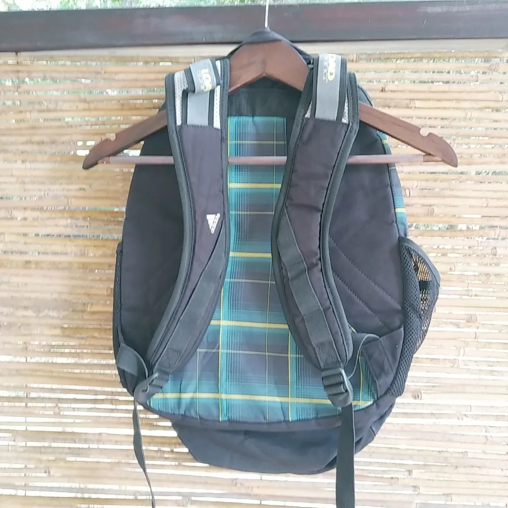 Adidas Black Green Plaid Large Backpack - Image 6