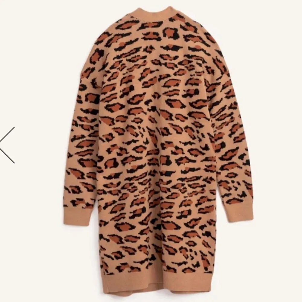 Splendid Cardigan Cheetah Animal Print Open Front Long Sleeve Knit Brown - Image 9