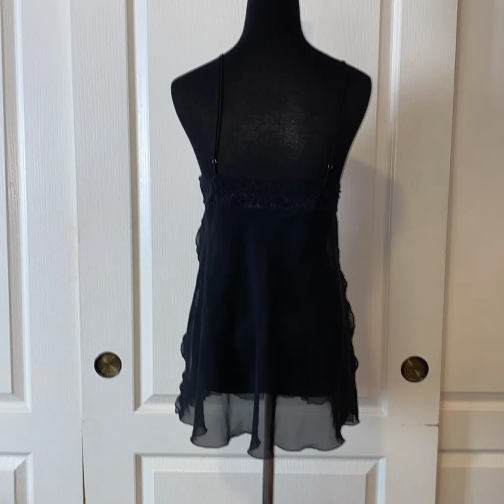 VTG FREDERICKS OF HOLLYWOOD BLACK SHEER LINGERIE CHEMISE SLIP DRESS - Image 4