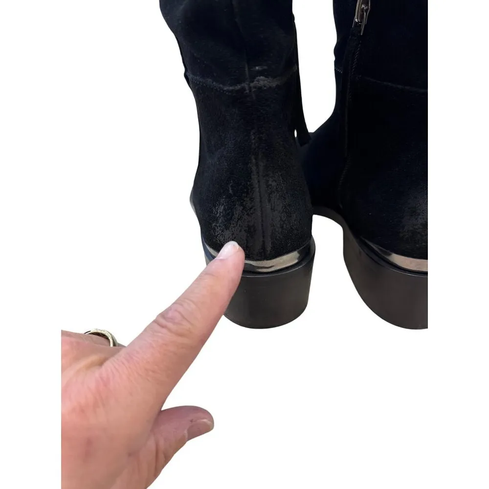 Naughty Monkey Womens Black Suede Leather Riding Boots Size 8.5 SKU 7436 - Image 8