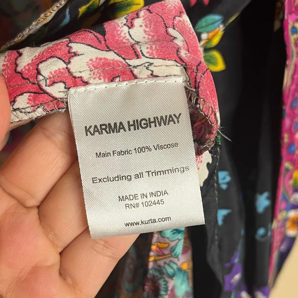 Karma Highway Kimono Long Duster Floral Multi print One Size Blue Size undefined - Image 6