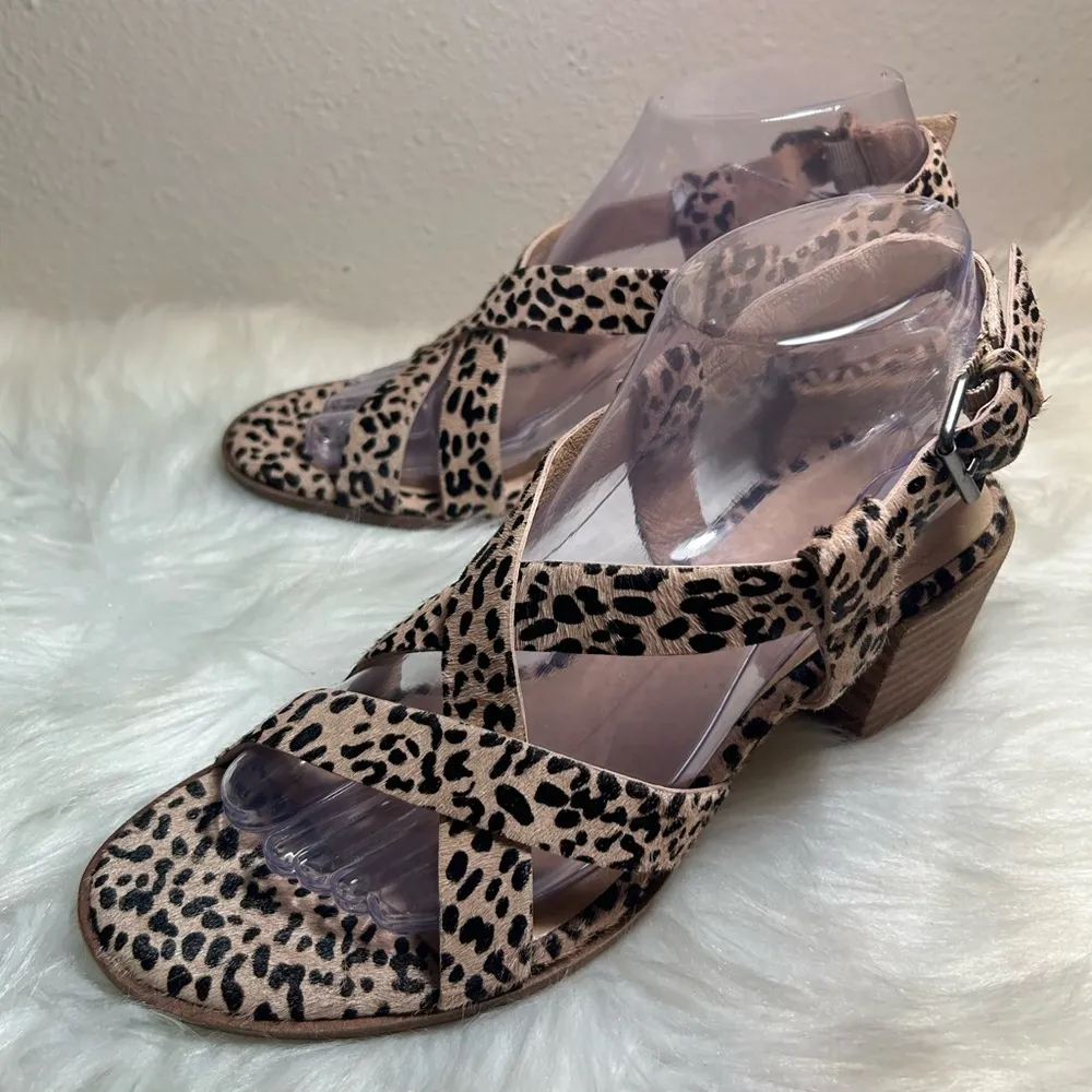 MADEWELL Alyssa Chunky Sandal Spot Calf Hair  Block Heels Sandals Size 8 - Image 4