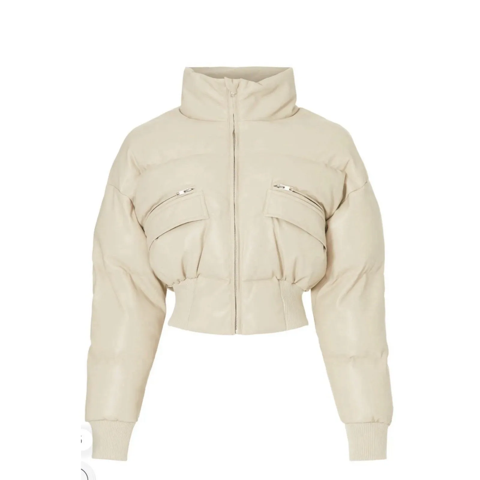 Saunders Faux Leather Puffer Jacket Size M Size M - Image 4