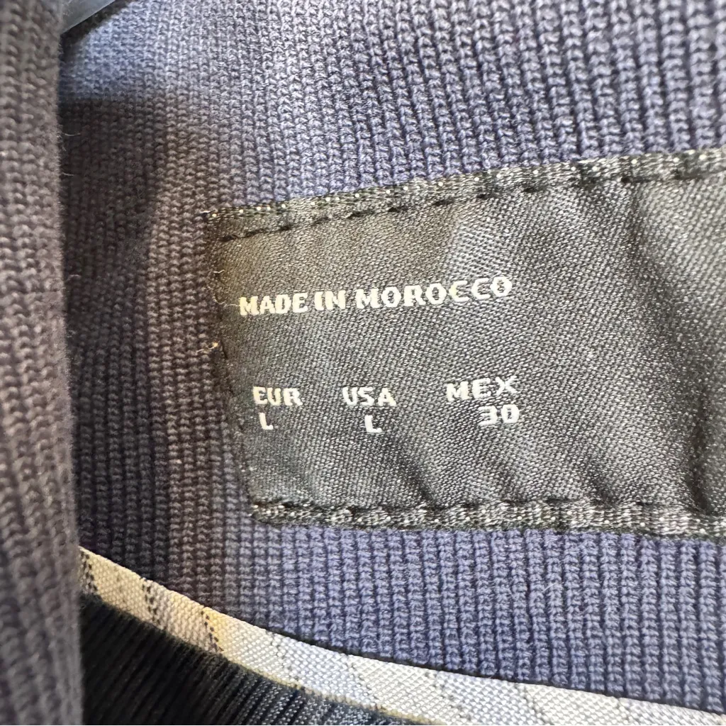 Zara Basic Navy Blue Single Button Closure Blazer Jacket Womens L Zip Sleeve Y2K - Image 10