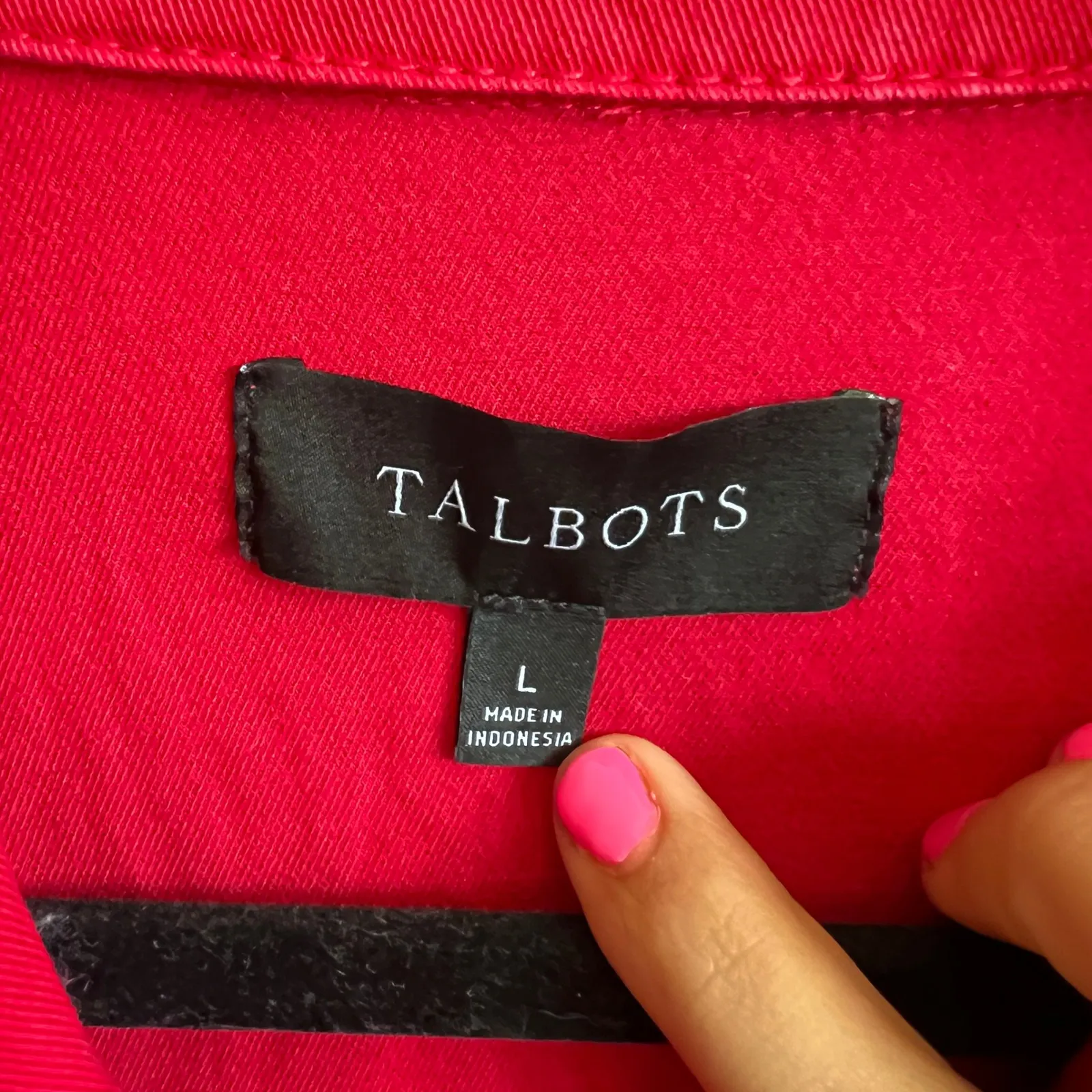 Talbots Womens Red Utility Jacket Button Front 4 Pocket Cotton Large - Image 3