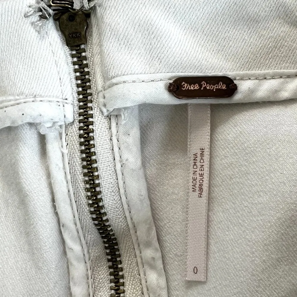 Free People White High Waist Jean Skirt - Image 6