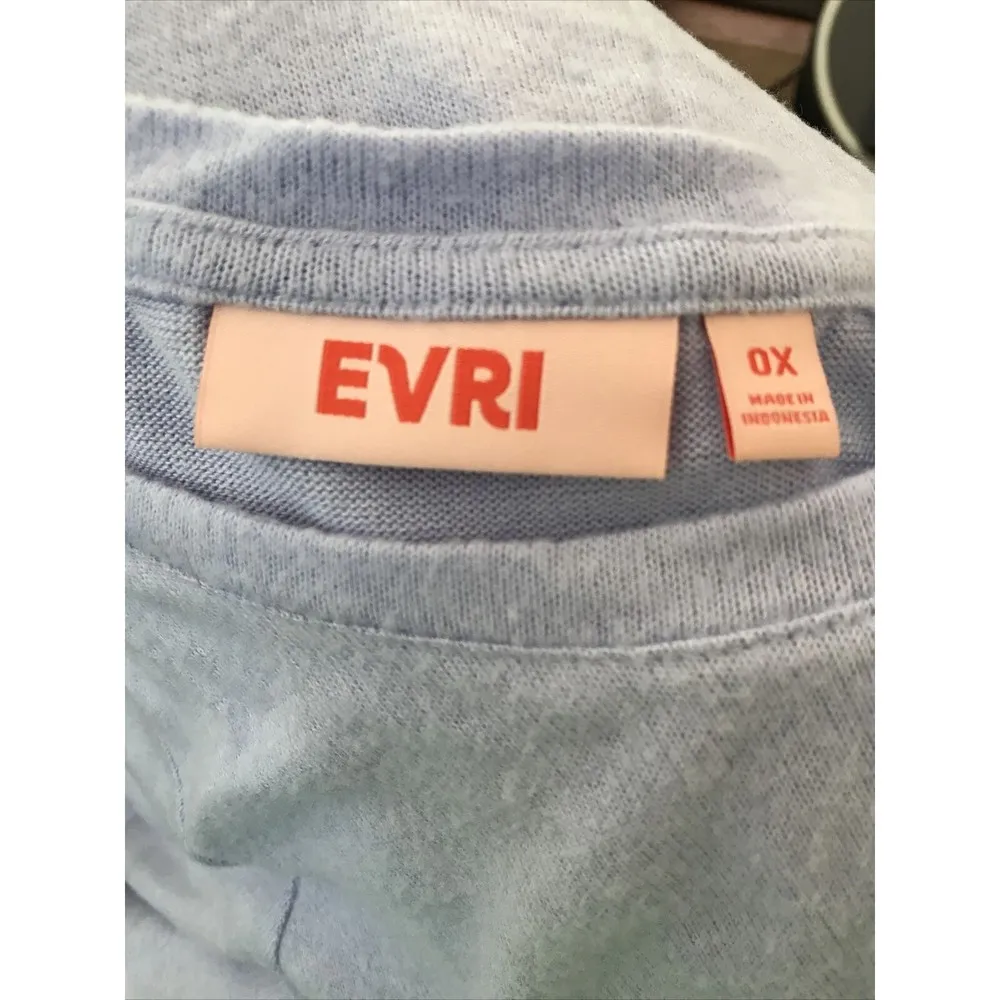 EVRI Women's Christmas Joy Peace Long Sleeve Graphic Crewneck Top Sz 0X NWT Purple - Image 3