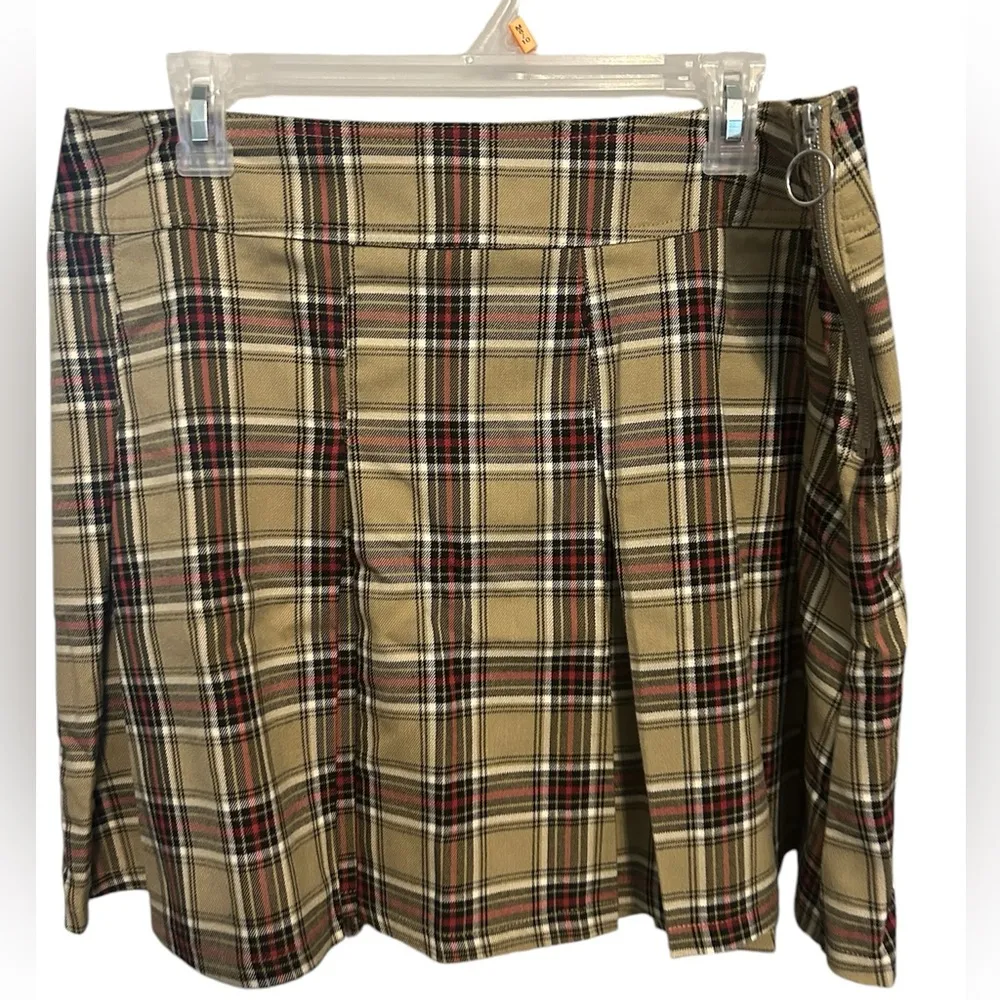 Jolt Tan Plaid Skirt With Front Flap Size X-Large - Image 2