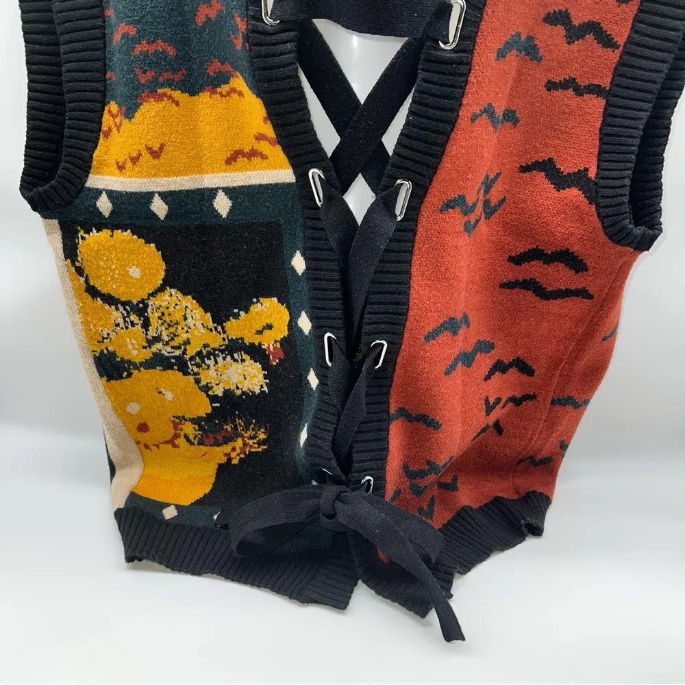 Vincent Van Gogh Collection Lace Up Back (or Front) Pattern Sweater Vest - Image 3