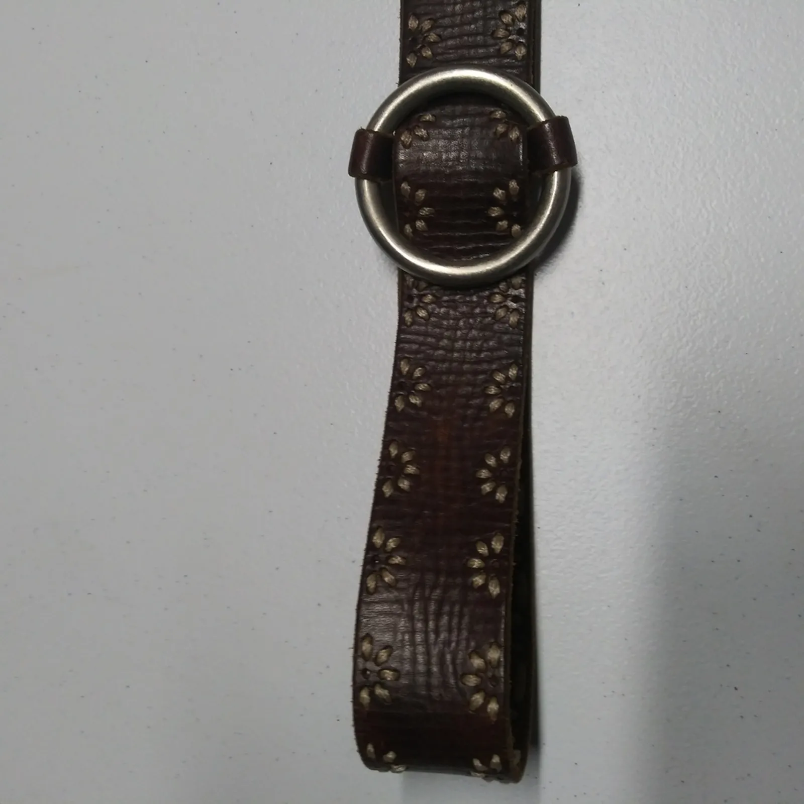 Aeropostale Vntg Leather Brown Embroidered Boho Women's Belt Size L - Image 3