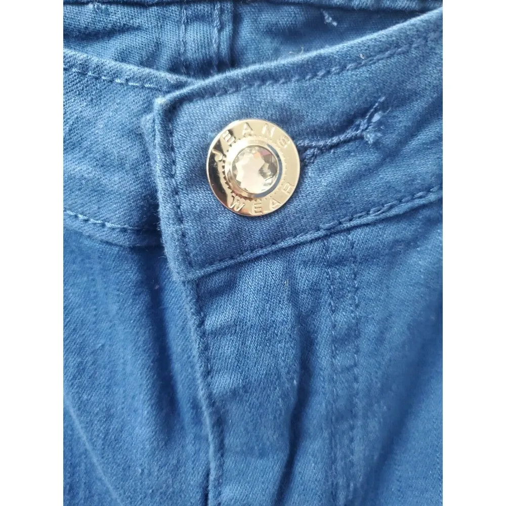 P&P Jeans Womens Solid Blue Cotton Mid Rise Straight Leg Casual Shorts Size 9/10 - Image 4