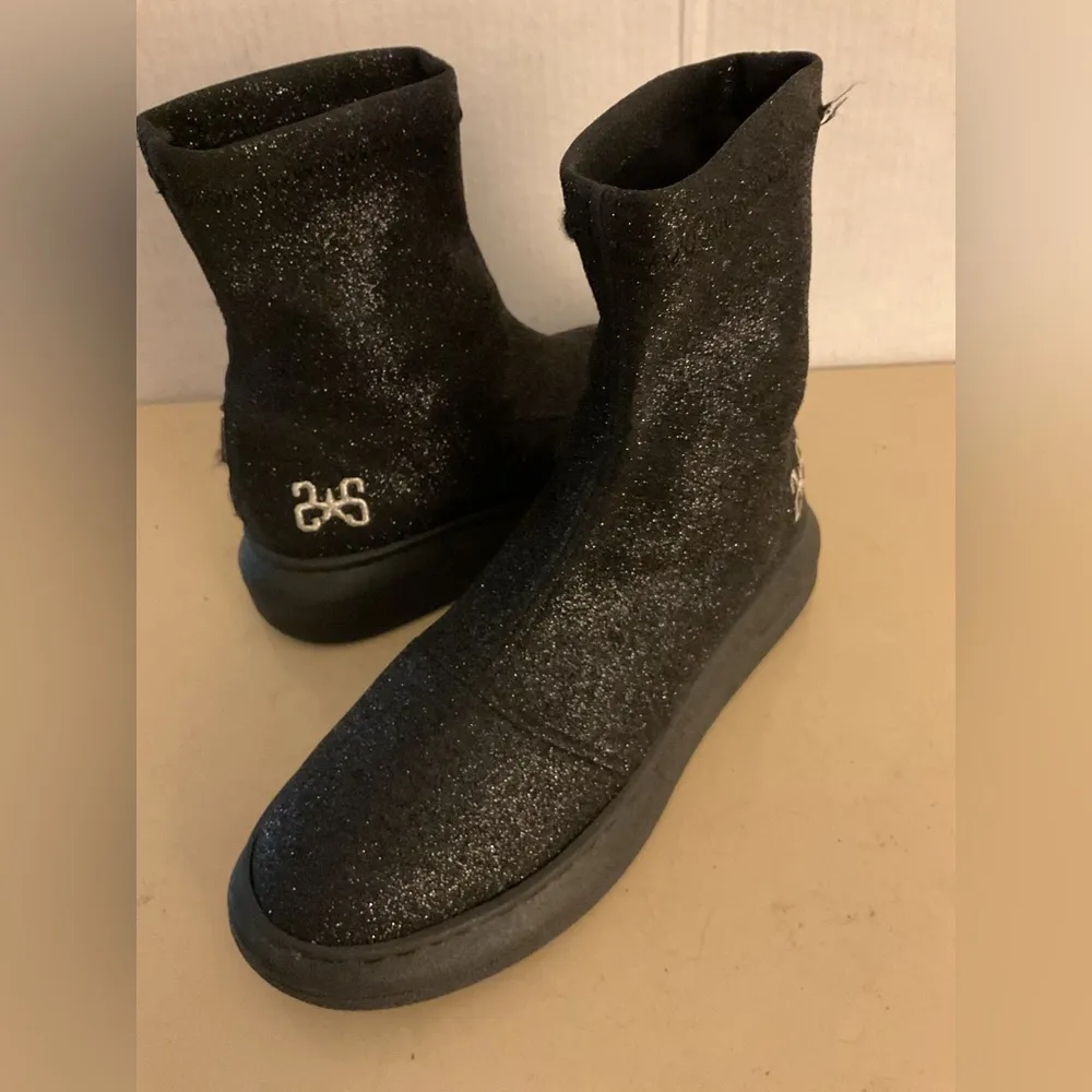 Women Black Glitter sparkle Ankle Boots size 6.5 - Image 4