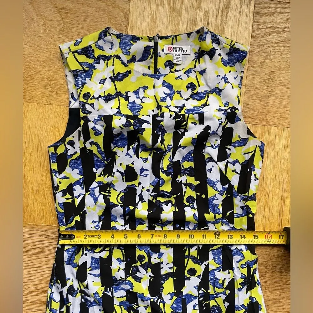 Peter Pilotto for Target Blue/yellow/black/white graphic printed dress Size XS Yellow - Image 4