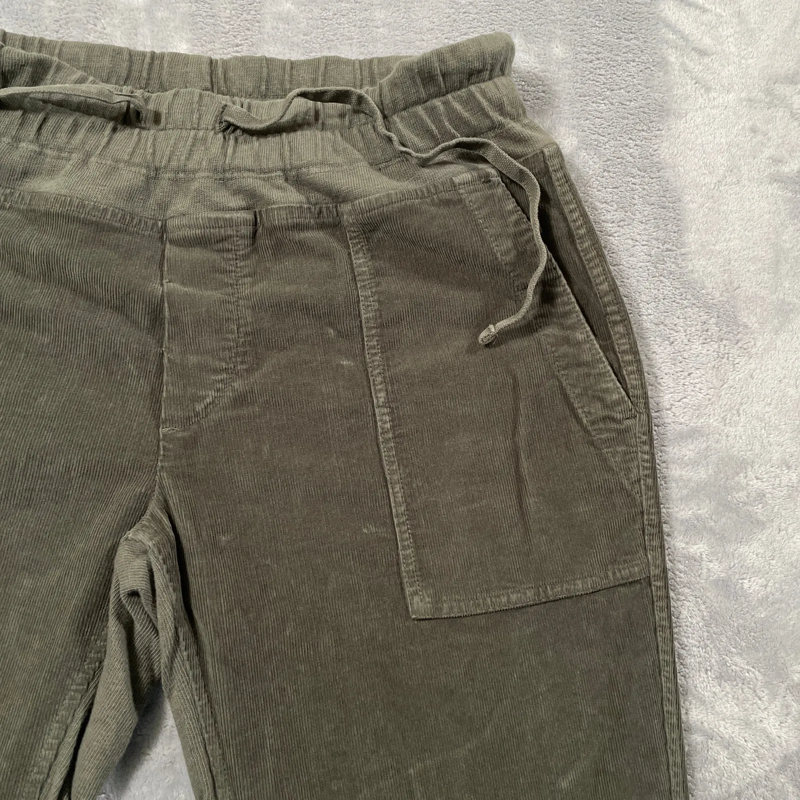 James Perse Jogger Pants 2 Medium Green Corduroy Pull On Drawstring Casual - Image 6