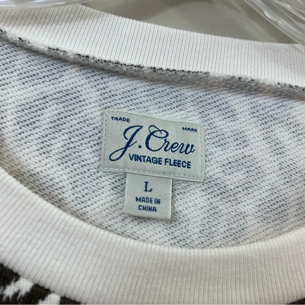 J Crew Vintage Fleece Leapord Crew Neck Brown/Cream Sweatshirt - Image 3