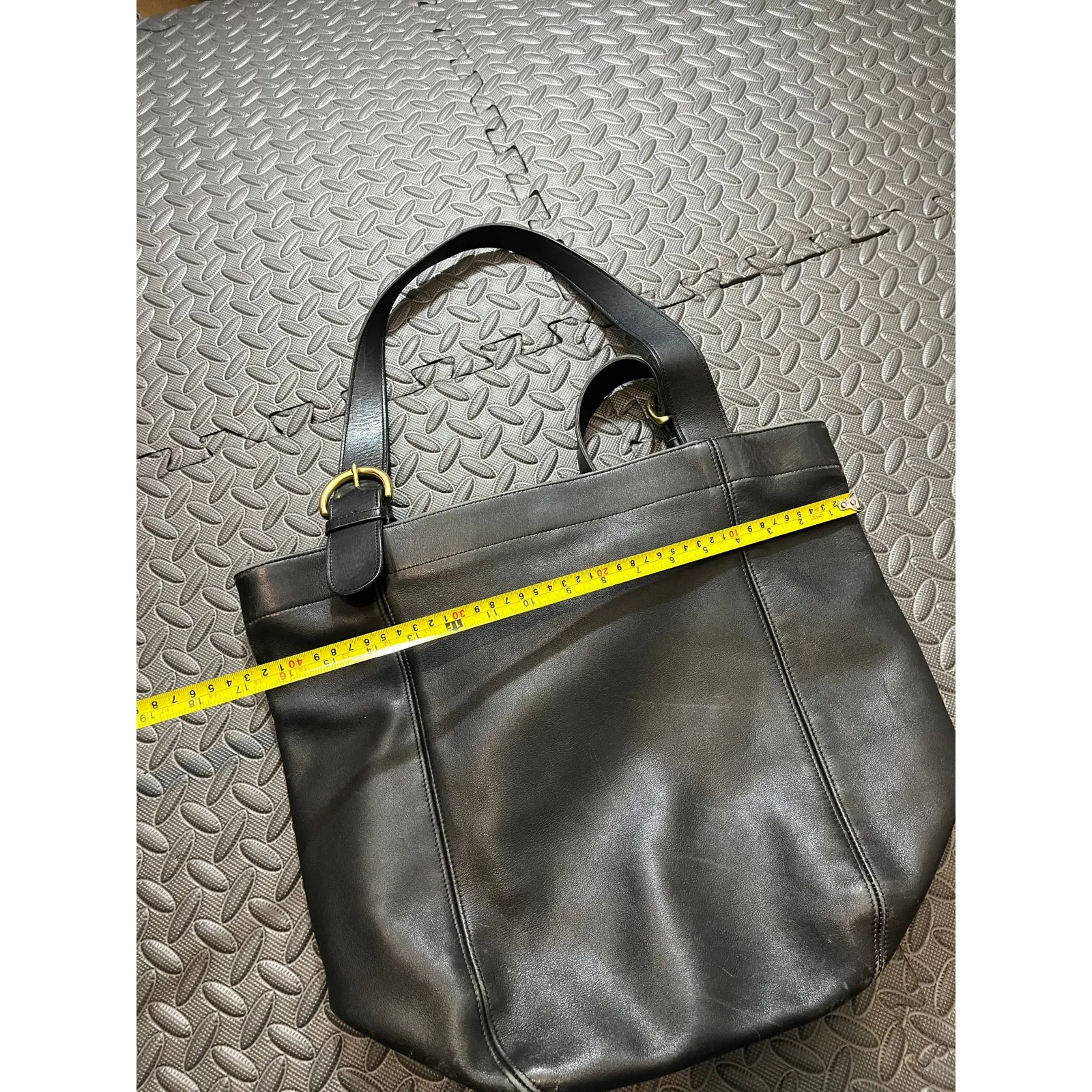 Vintage 90s Coach 4082 Soho Duffle Black Leather US Made Tote Bag Travel Commute - Image 11