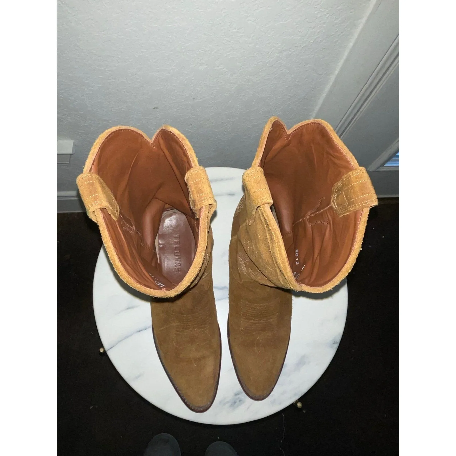 TECOVAS “The Josie” Cowgirl Boots Sienna Suede Brown Size 9 - Image 5