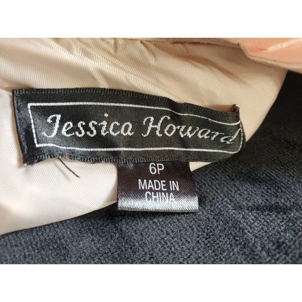 Jessica Howard Women's Black & Beige Round Neck Sleeveless Knee Length Dress 6P - Image 9