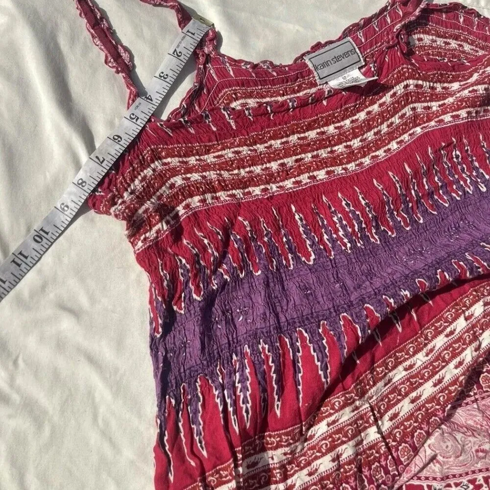 Karin Stevens Vintage 90s Native BOHO Style Long Dress off Shoulder M-L … - Image 7