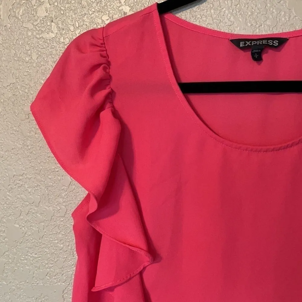 EXPRESS coral color women’s ruffle top, size S - Image 2