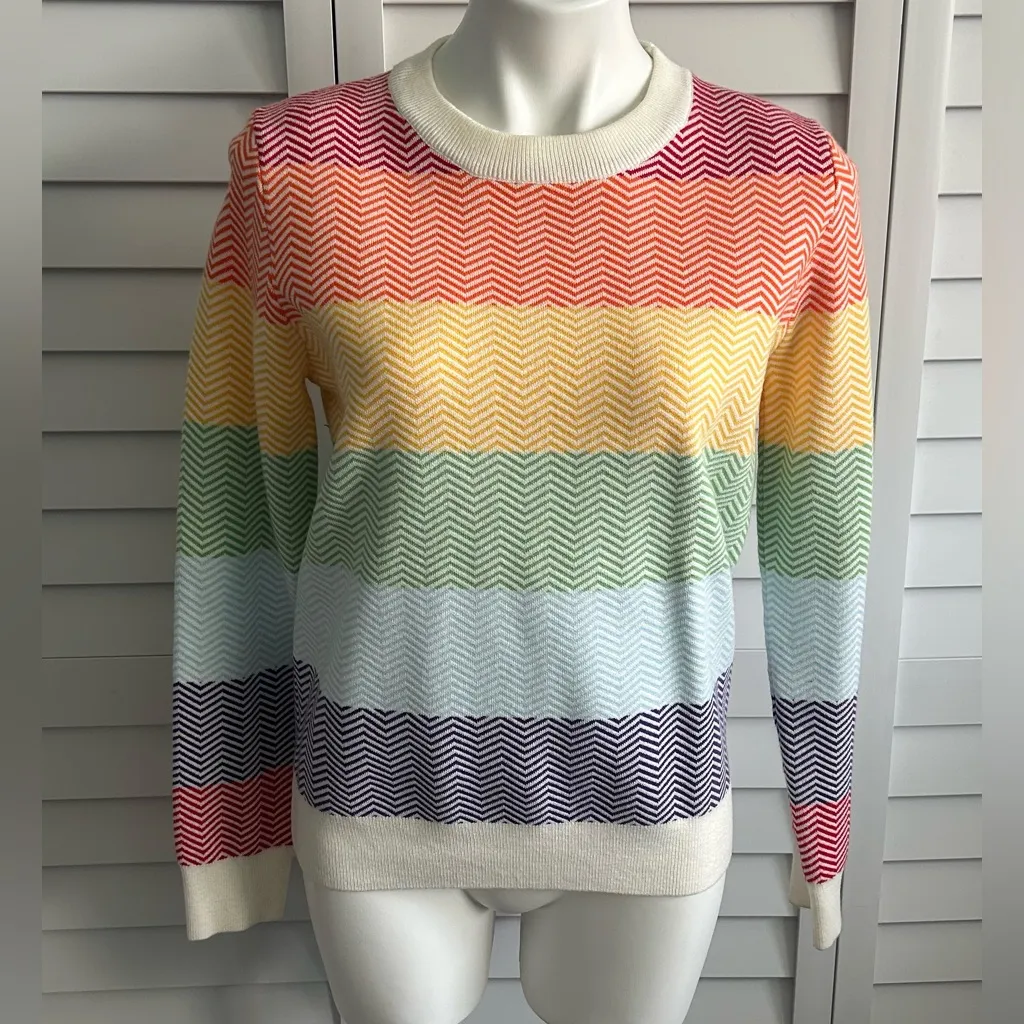 Burryco | rainbow chevron striped sweater Orange Size L - Image 3