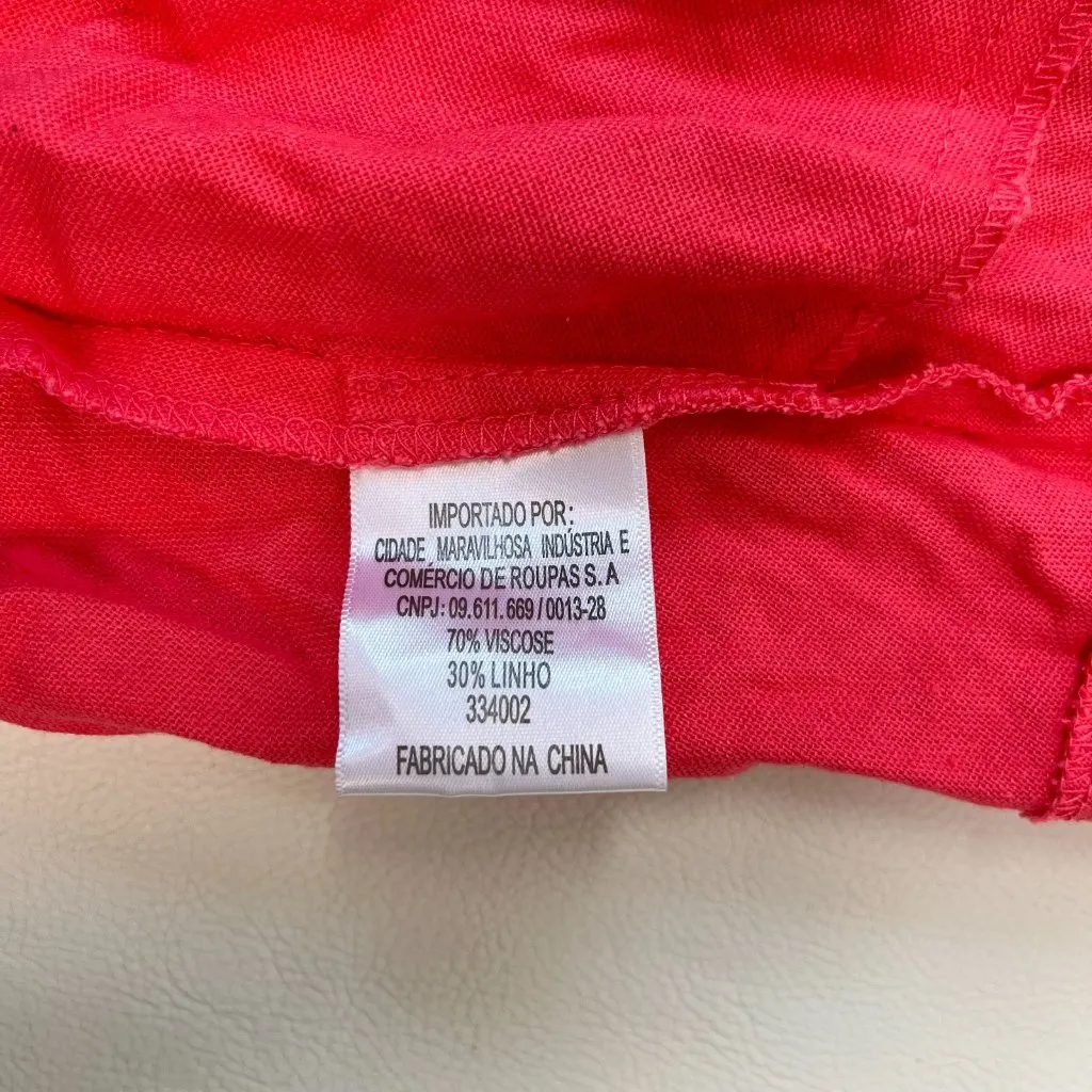 NWOT Farm Rio Pleated Linen Blend Pink Shorts Size S Elastic Stretch Pockets - Image 10