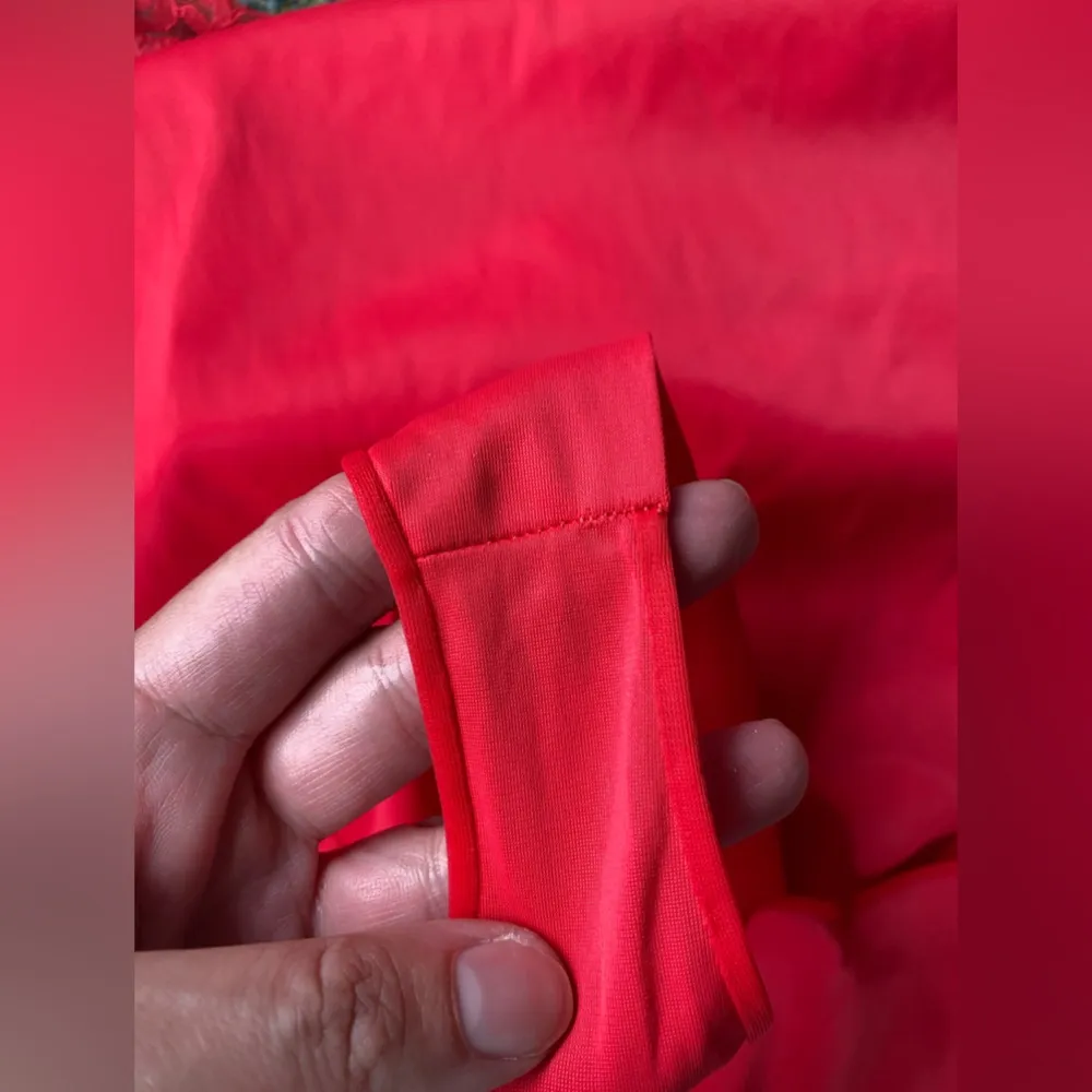 Vintage JCPenney red short lace trim night gown slip dress, size large - Image 7