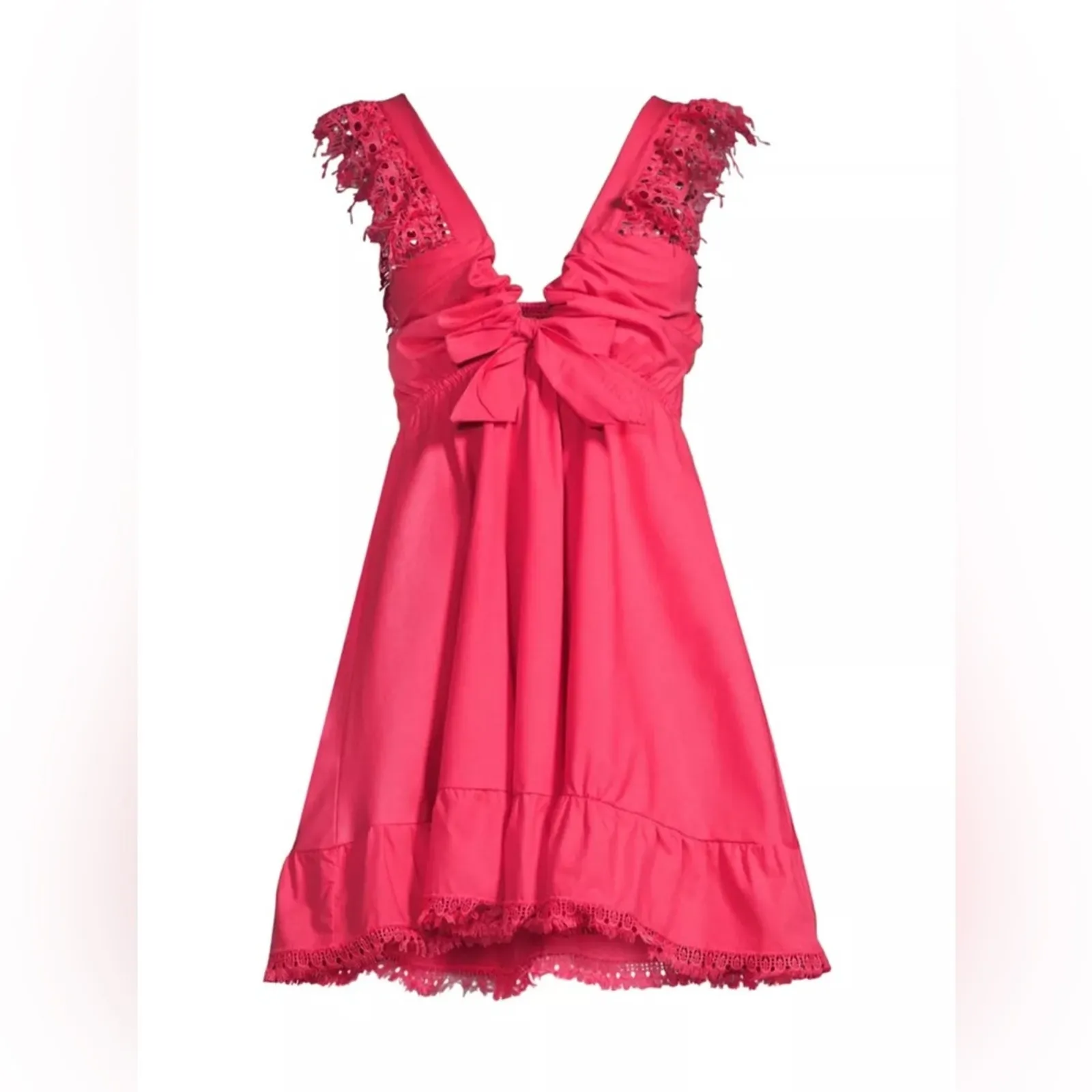 Peixoto Farrah Lace Trim Mini Dress Hot Pink Revolve 100% Cotton‎ Size L Size L - Image 8