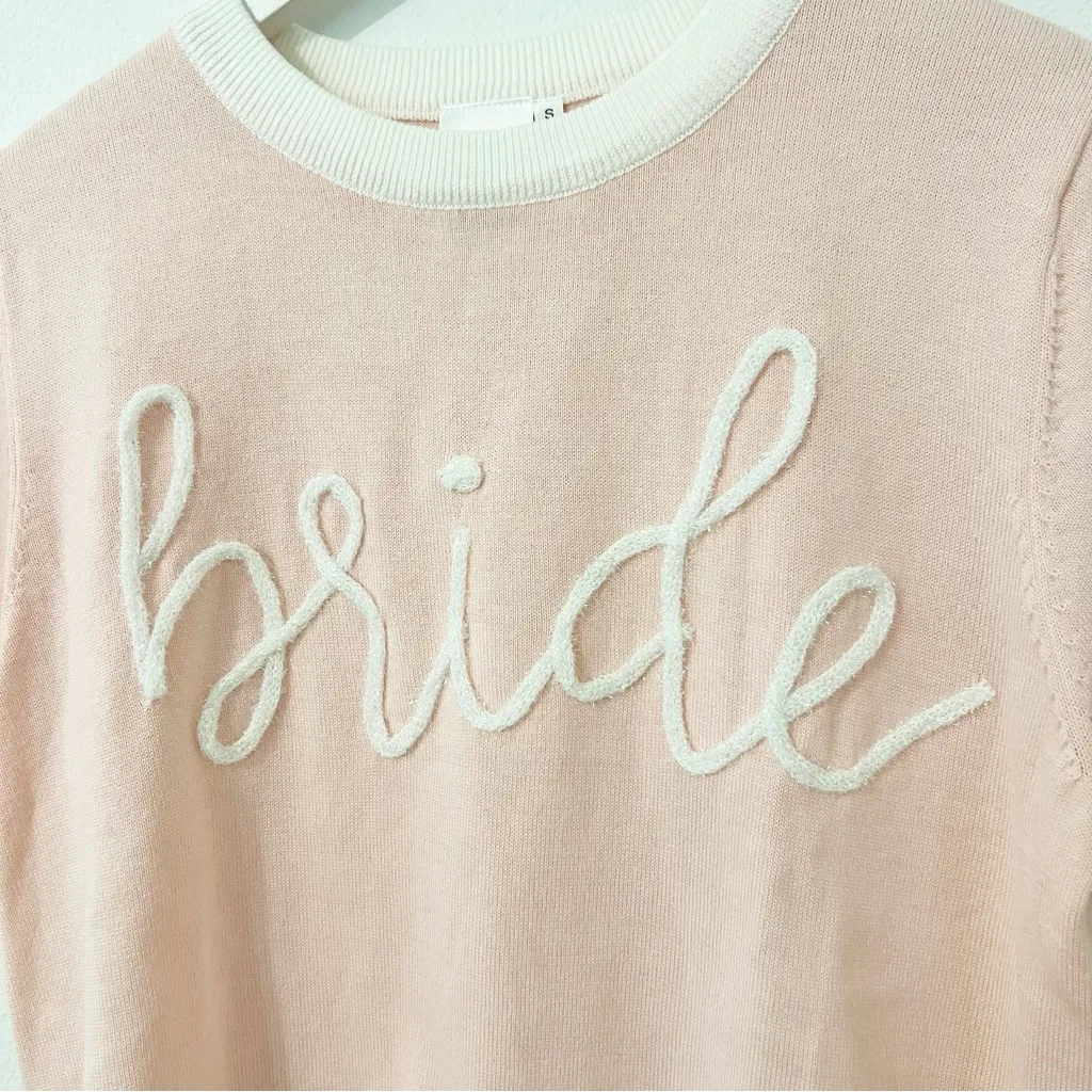 Queen of Sparkles Bride Script Pink Sweater Size Small S - Image 3