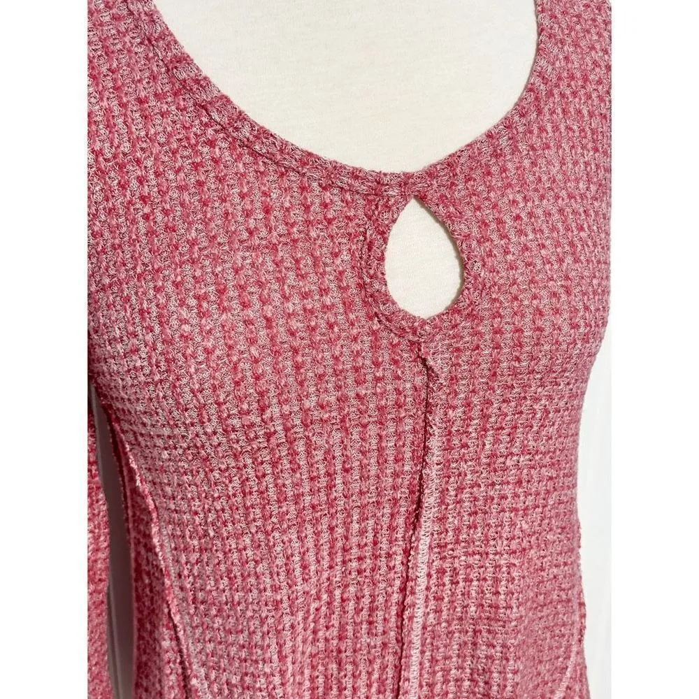 Almost Famous Knit Scoop Neck Long Sleeve Top Heather Reddish Pink Size Medium‎ - Image 3