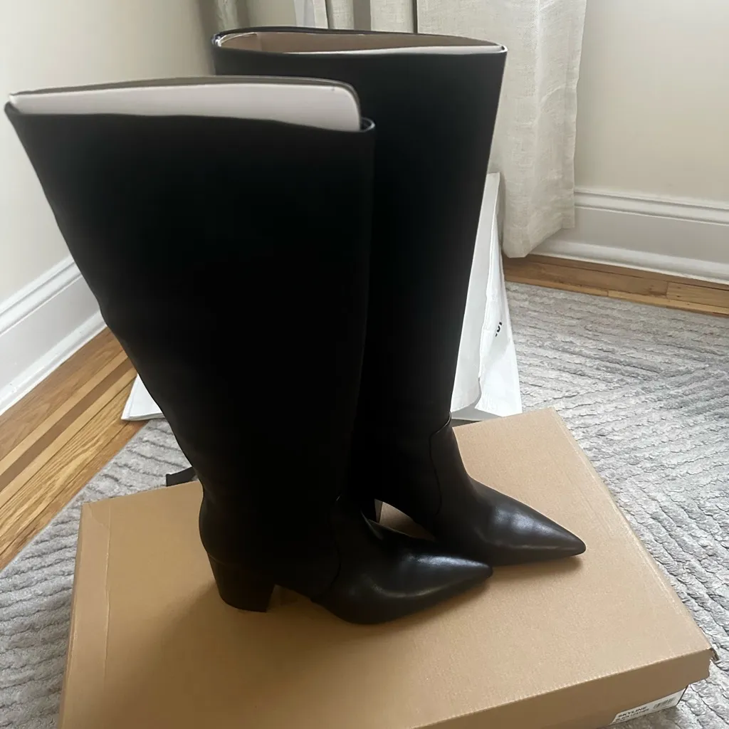 Steve Madden Women's Black Knee-High Boots SKYLINE BLACK LEATHER - Image 5