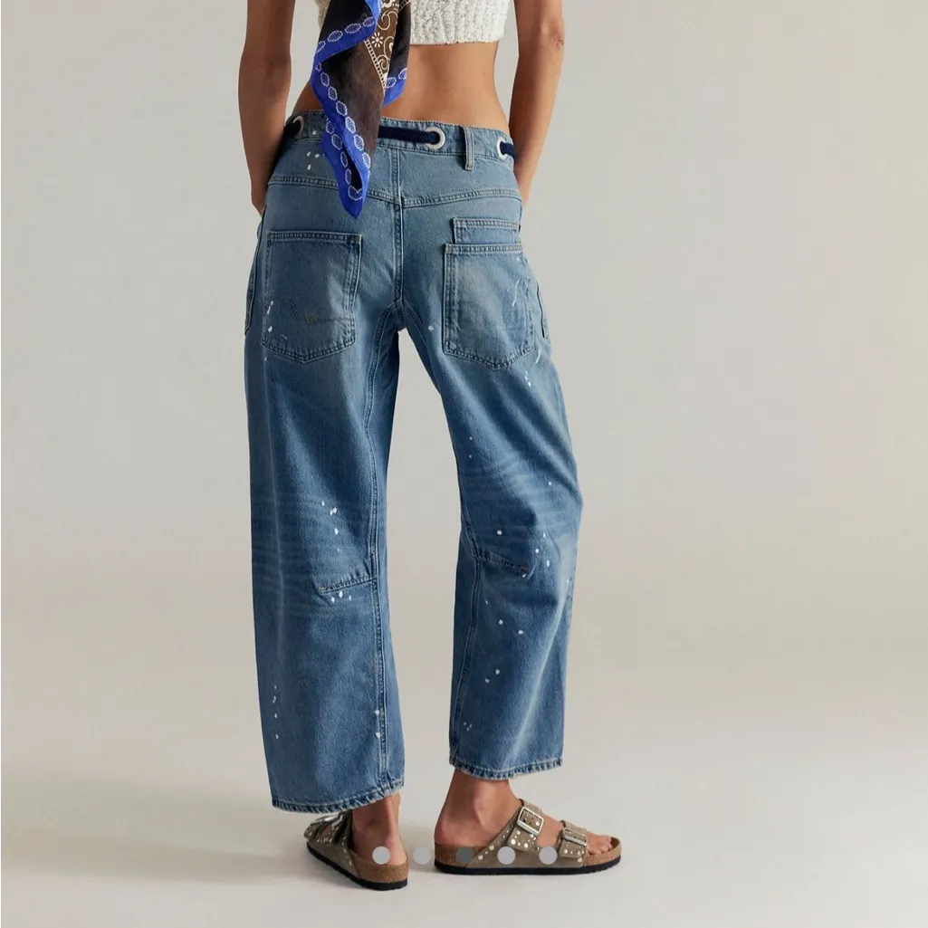 Free people we the free moxie pull on barrel jean in timeless blue - Image 2