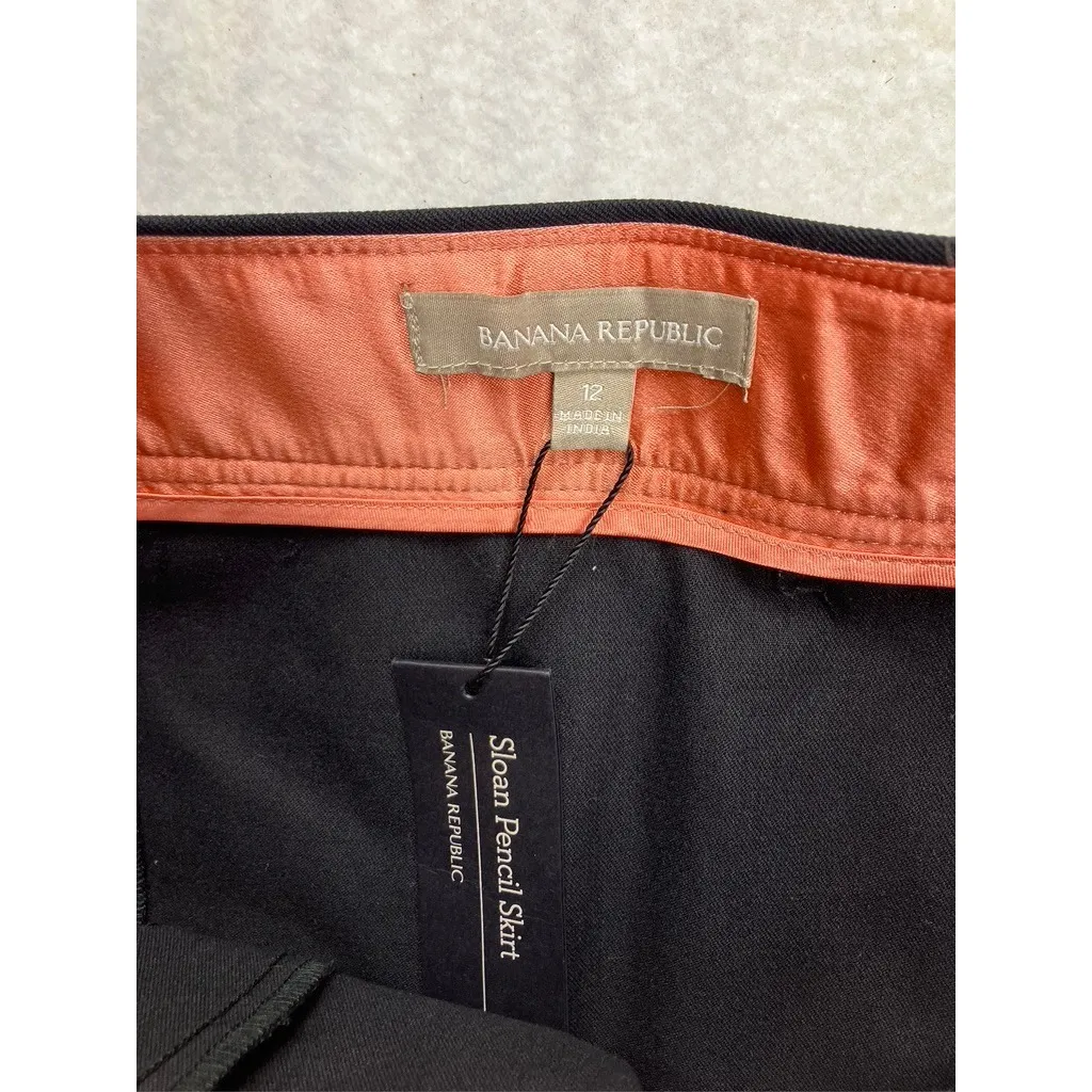 Banana Republic Sloan Pencil Skirt Black Womens Size 12 Button Detail New - Image 2