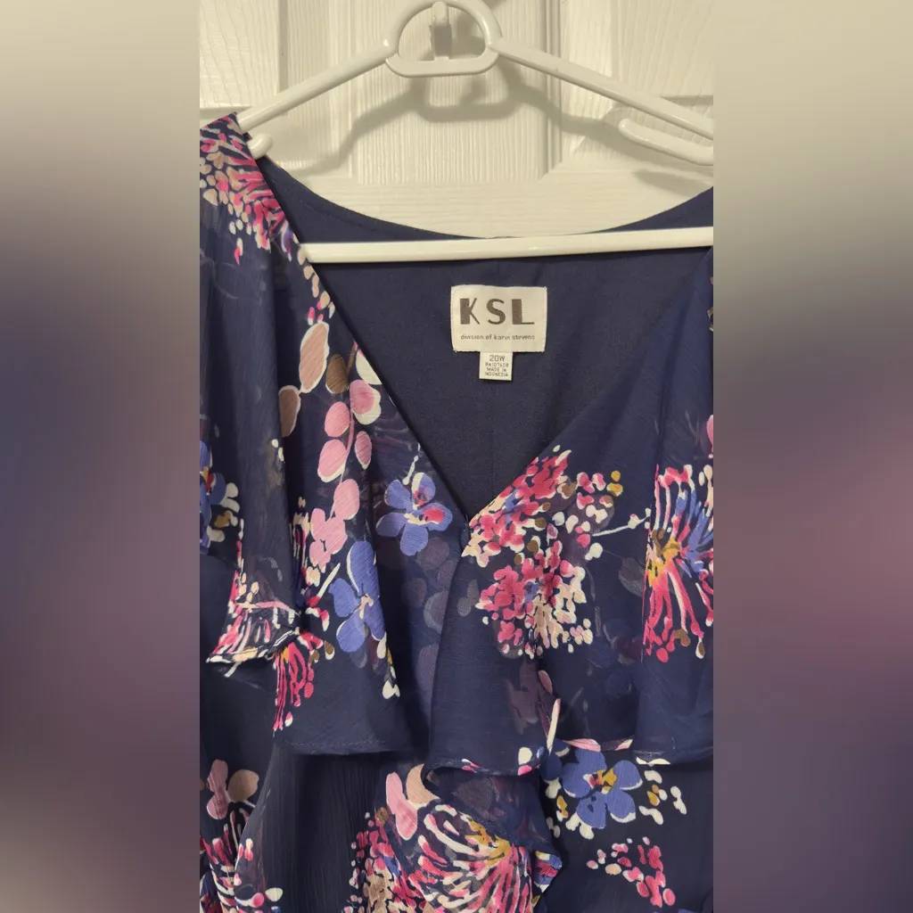 Karin Stevens Navy Floral Midi Dress - Image 4