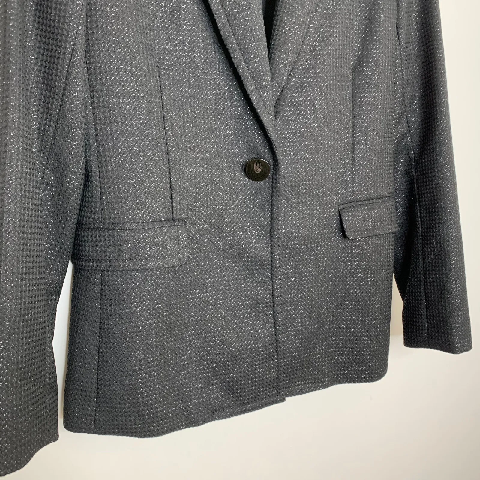 ATM Anthony Thomas Mejillo Black Metallic Sparkle Schoolboy Blazer Jacket Size 6 - Image 9