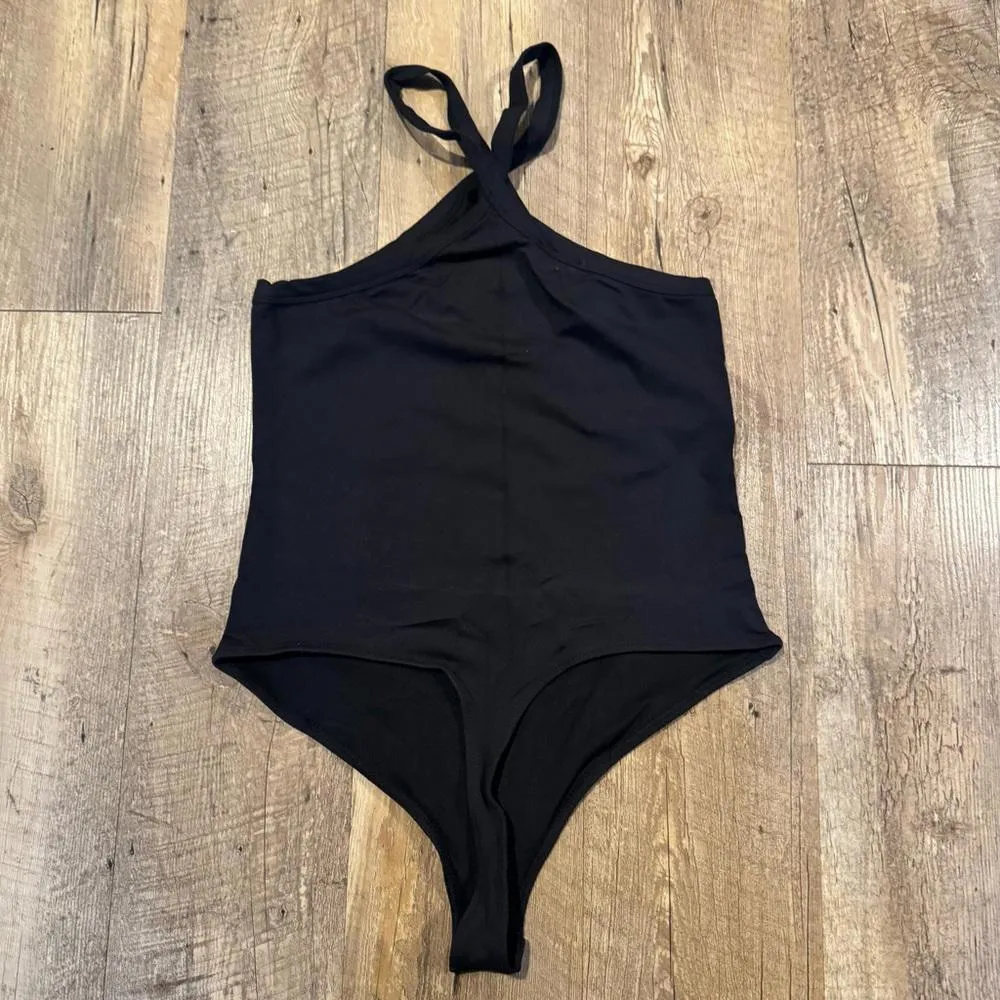 NWT Free People Cross My Heart Duo Keyhole Bodysuit Black Medium - Image 4